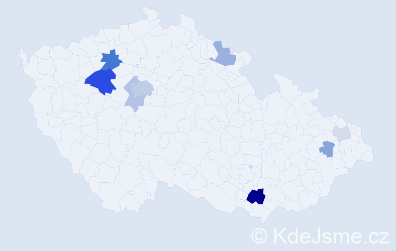 Příjmení: 'Kobsová', počet výskytů 18 v celé ČR