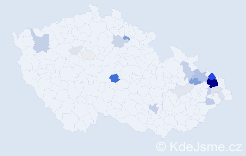 Příjmení: 'Pyš', počet výskytů 87 v celé ČR
