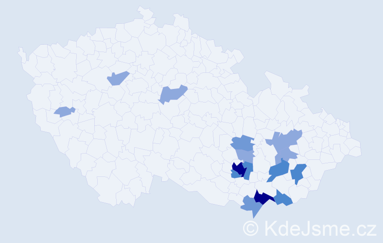 Příjmení: 'Polešáková', počet výskytů 34 v celé ČR