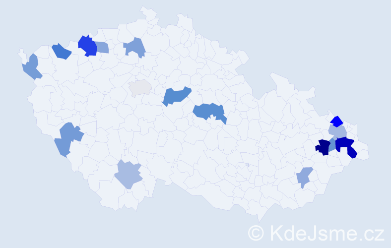 Příjmení: 'Modrovičová', počet výskytů 28 v celé ČR