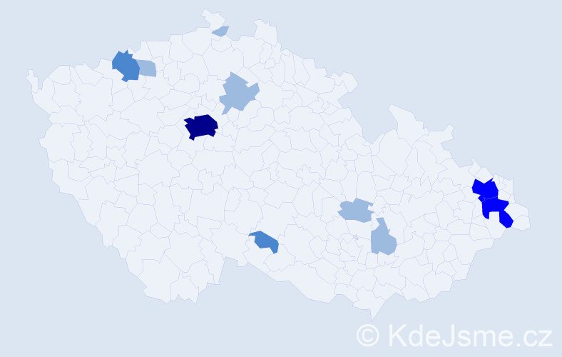 Příjmení: 'Krolák', počet výskytů 19 v celé ČR