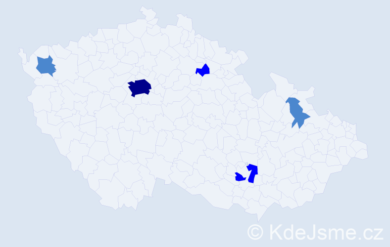 Příjmení: 'Sebestyén', počet výskytů 9 v celé ČR
