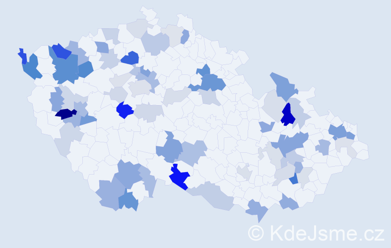 Příjmení: 'Hric', počet výskytů 182 v celé ČR