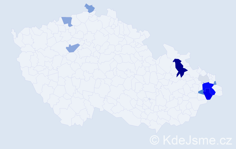 Příjmení: 'Kašoková', počet výskytů 21 v celé ČR
