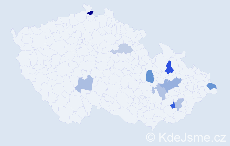 Příjmení: 'Bačiková', počet výskytů 14 v celé ČR