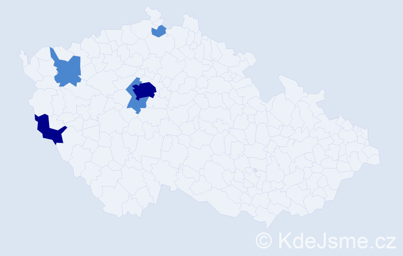 Příjmení: 'Kopček', počet výskytů 9 v celé ČR