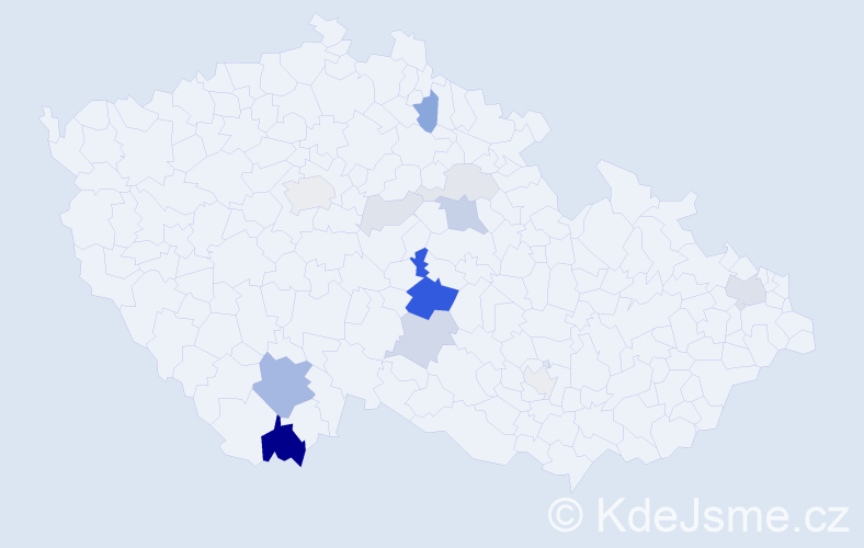 Příjmení: 'Korbela', počet výskytů 40 v celé ČR