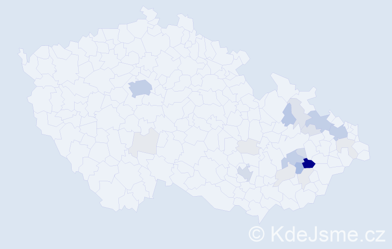 Příjmení: 'Krajcar', počet výskytů 103 v celé ČR