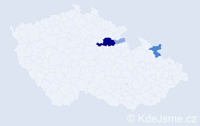 Příjmení: 'Nejlová', počet výskytů 10 v celé ČR