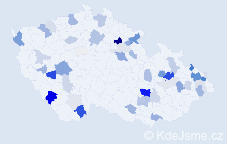 Příjmení: 'Bohuš', počet výskytů 131 v celé ČR