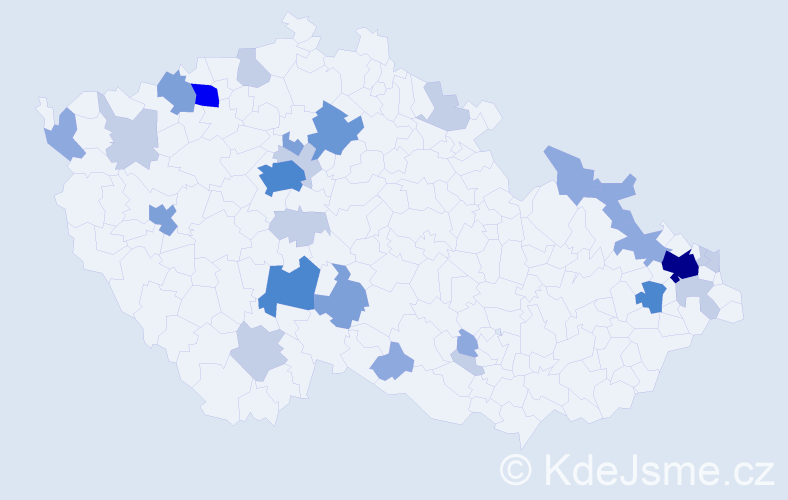Příjmení: 'Cabadaj', počet výskytů 73 v celé ČR