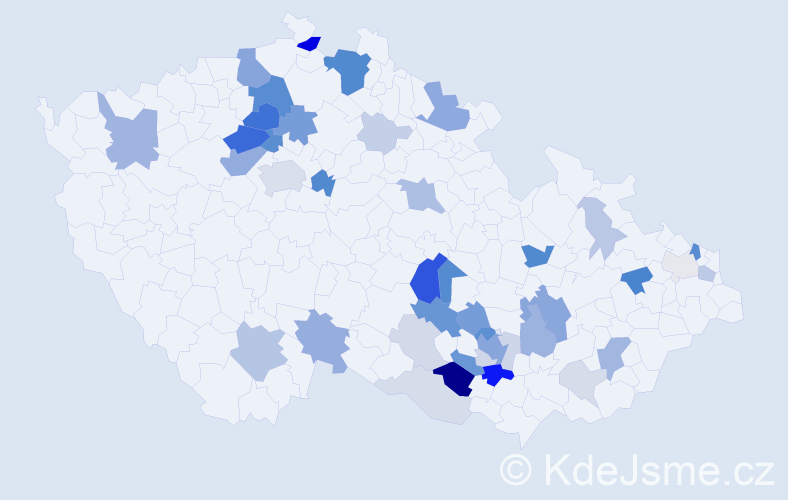Příjmení: 'Fronc', počet výskytů 132 v celé ČR