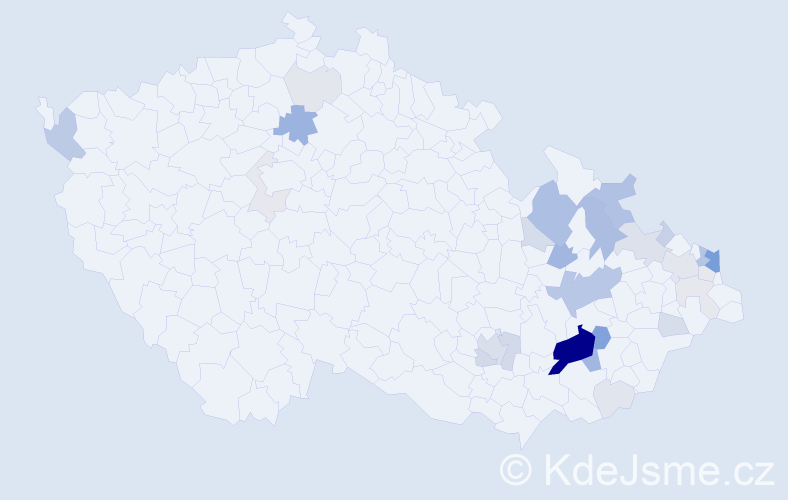 Příjmení: 'Majdová', počet výskytů 104 v celé ČR