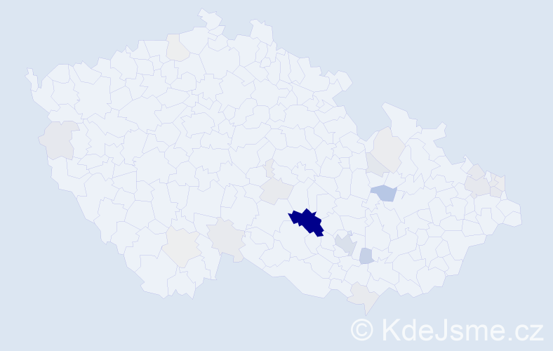 Příjmení: 'Kaštanová', počet výskytů 74 v celé ČR