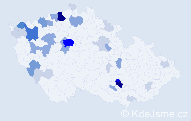 Příjmení: 'Sattler', počet výskytů 102 v celé ČR