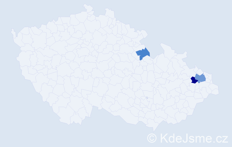 Příjmení: 'Kornak', počet výskytů 13 v celé ČR