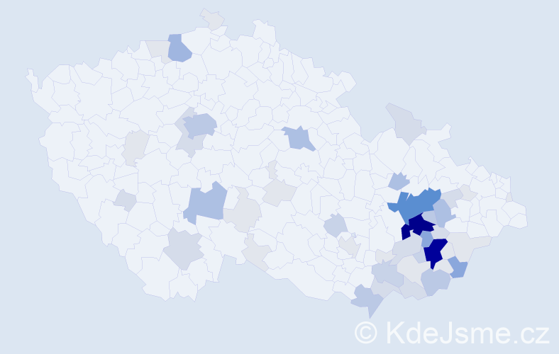 Příjmení: 'Barboříková', počet výskytů 188 v celé ČR