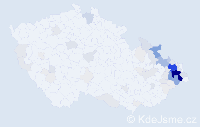 Příjmení: 'Pustka', počet výskytů 308 v celé ČR