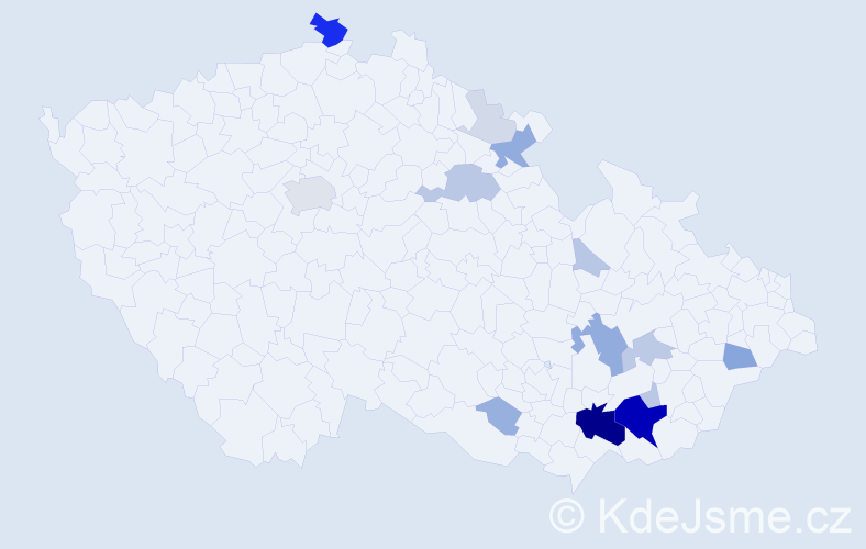 Příjmení: 'Pokorák', počet výskytů 62 v celé ČR