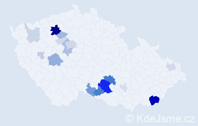 Příjmení: 'Římovská', počet výskytů 49 v celé ČR