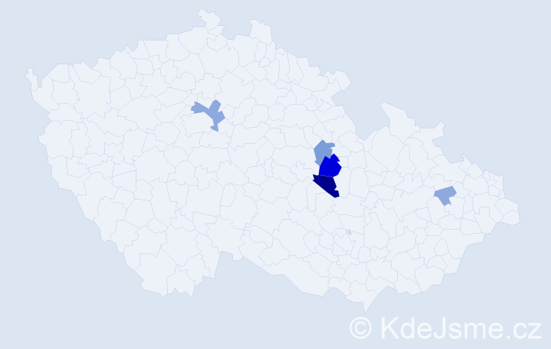 Příjmení: 'Honzálková', počet výskytů 17 v celé ČR