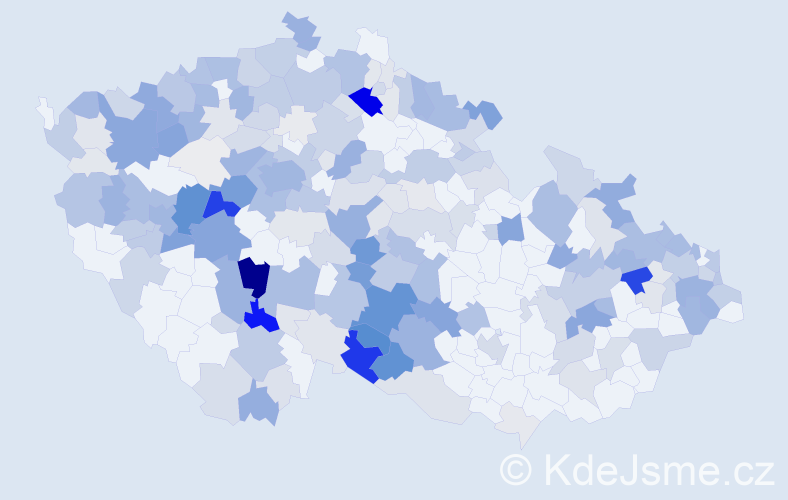 Příjmení: 'Anděl', počet výskytů 1225 v celé ČR