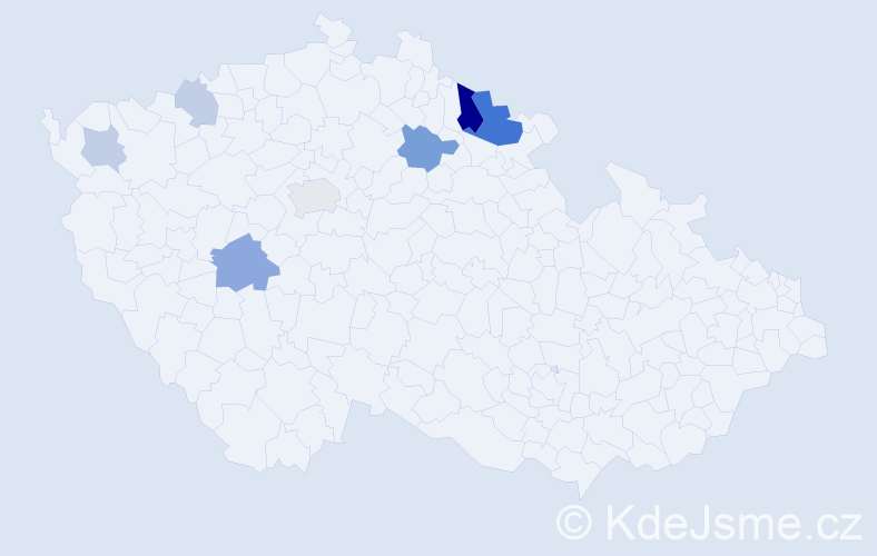 Příjmení: 'Hainiš', počet výskytů 17 v celé ČR