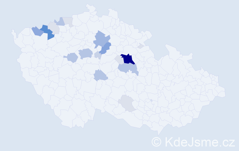 Příjmení: 'Kňava', počet výskytů 73 v celé ČR