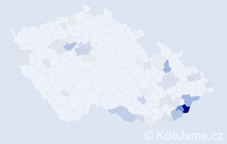 Příjmení: 'Pinďáková', počet výskytů 194 v celé ČR