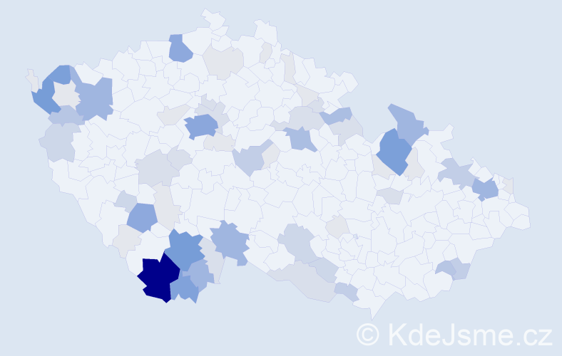 Příjmení: 'Račáková', počet výskytů 249 v celé ČR