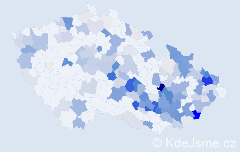 Příjmení: 'Pleva', počet výskytů 656 v celé ČR
