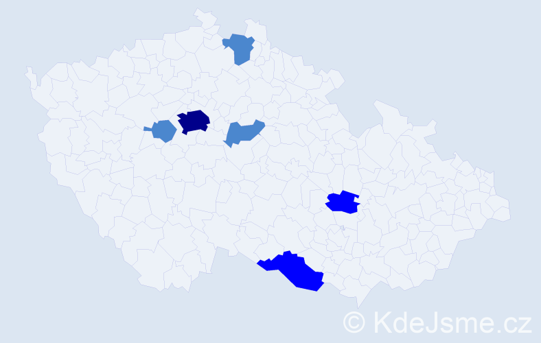 Příjmení: 'Prochazka', počet výskytů 10 v celé ČR