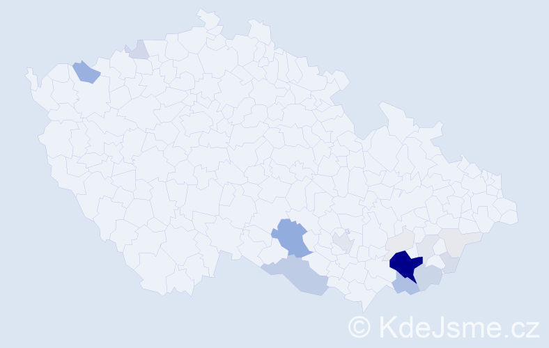 Příjmení: 'Hlůšek', počet výskytů 98 v celé ČR