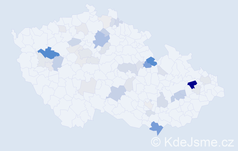 Příjmení: 'Hűbner', počet výskytů 113 v celé ČR