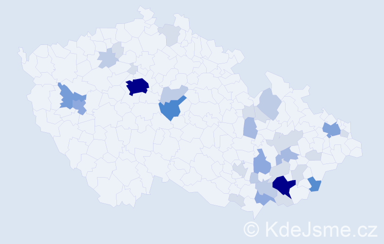 Příjmení: 'Měšťánek', počet výskytů 111 v celé ČR