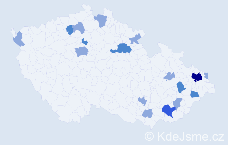 Příjmení: 'Sečkárová', počet výskytů 28 v celé ČR