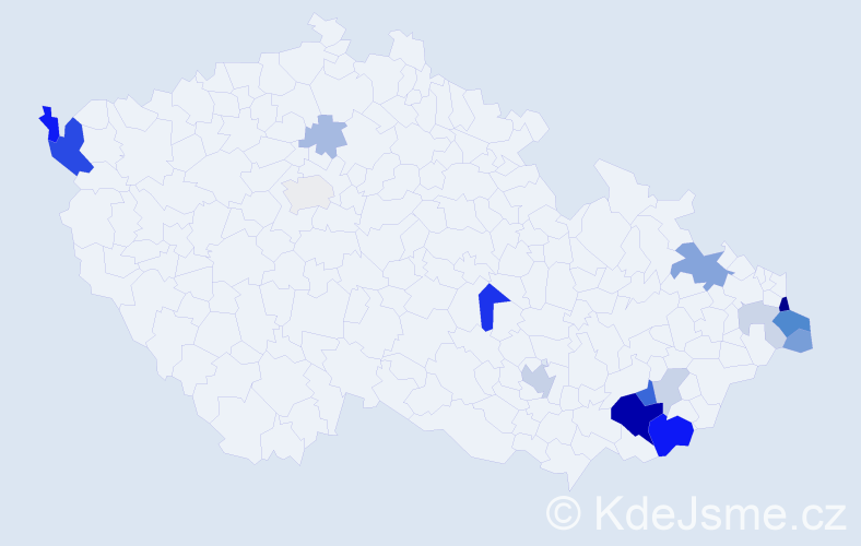 Příjmení: 'Kura', počet výskytů 48 v celé ČR