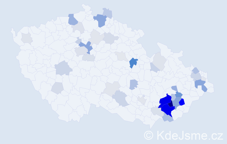 Příjmení: 'Železníková', počet výskytů 149 v celé ČR