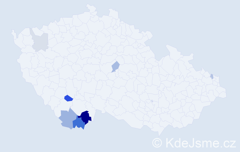 Příjmení: 'Krenauer', počet výskytů 15 v celé ČR
