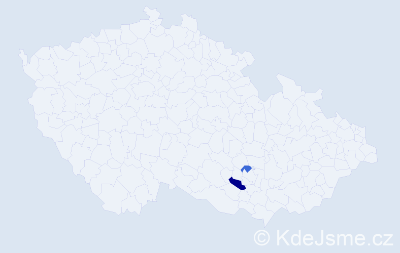 Příjmení: 'Bugri', počet výskytů 3 v celé ČR