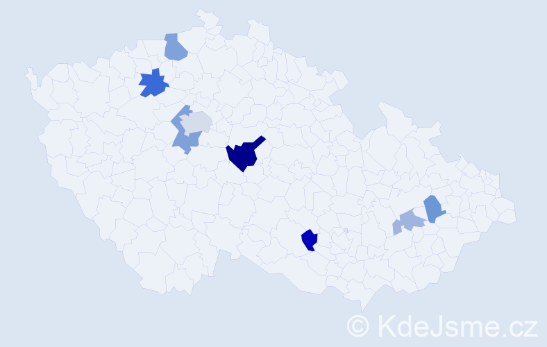 Příjmení: 'Kodaj', počet výskytů 16 v celé ČR