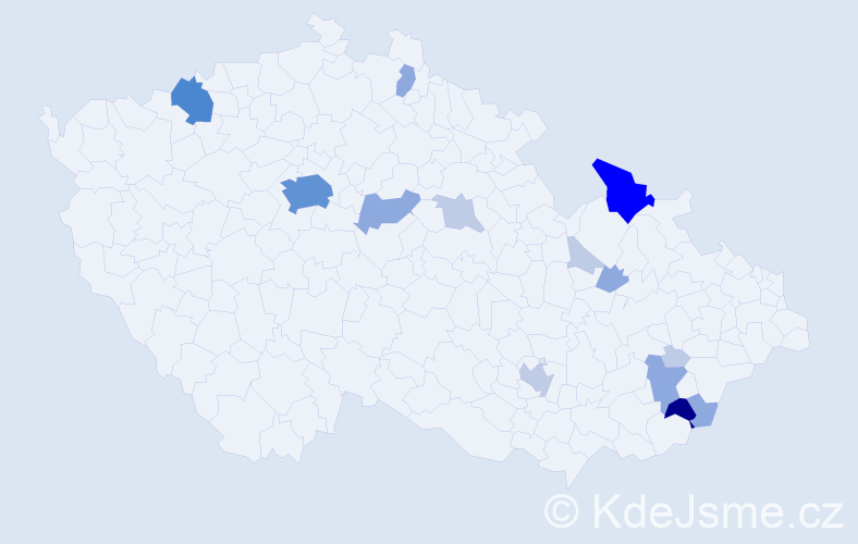 Příjmení: 'Latináková', počet výskytů 43 v celé ČR