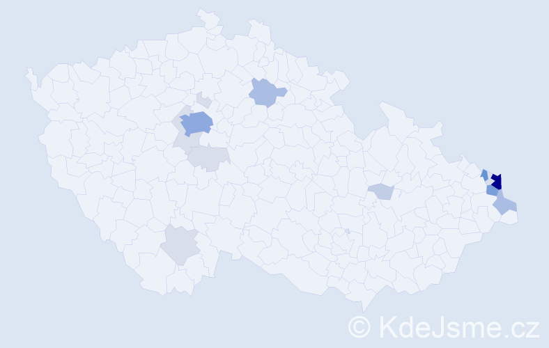 Příjmení: 'Kyjonka', počet výskytů 55 v celé ČR