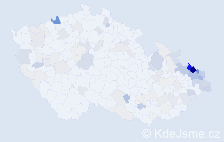 Příjmení: 'Kocur', počet výskytů 390 v celé ČR