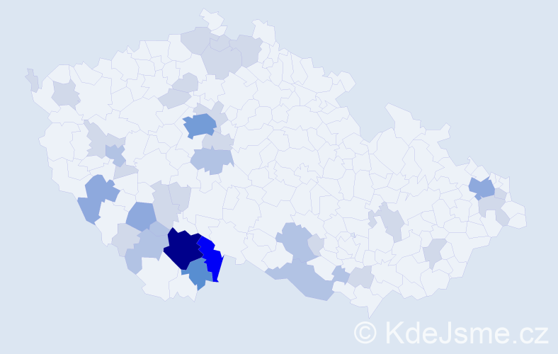 Příjmení: 'Kojanová', počet výskytů 85 v celé ČR