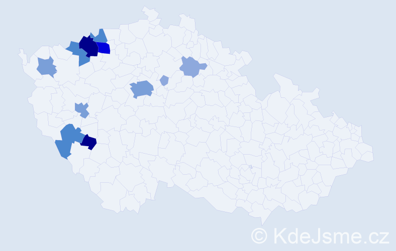 Příjmení: 'Křesák', počet výskytů 37 v celé ČR