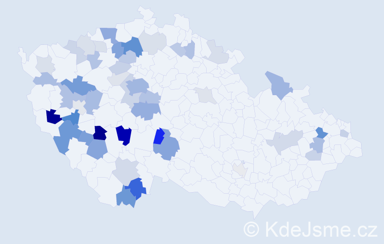 Příjmení: 'Šimsa', počet výskytů 123 v celé ČR