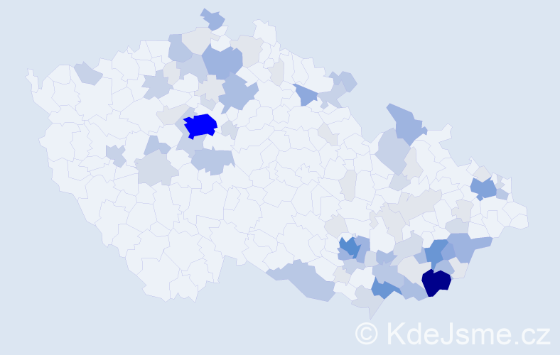 Příjmení: 'Hamšík', počet výskytů 271 v celé ČR