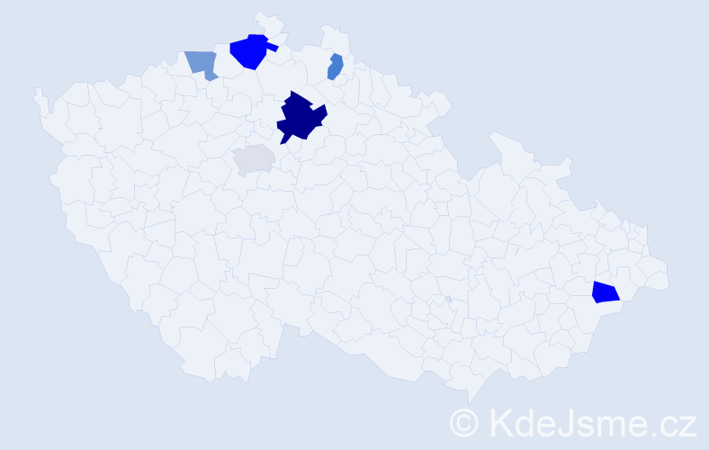 Příjmení: 'Treglová', počet výskytů 9 v celé ČR