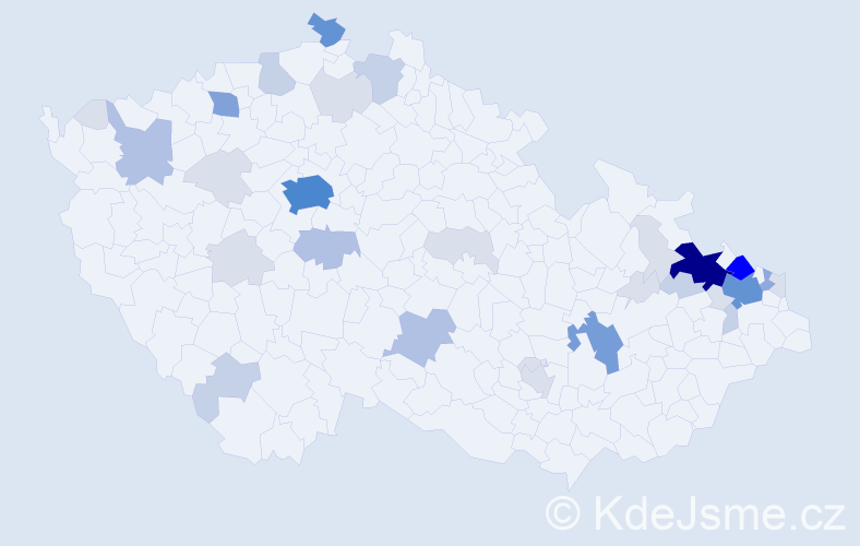 Příjmení: 'Holubek', počet výskytů 117 v celé ČR